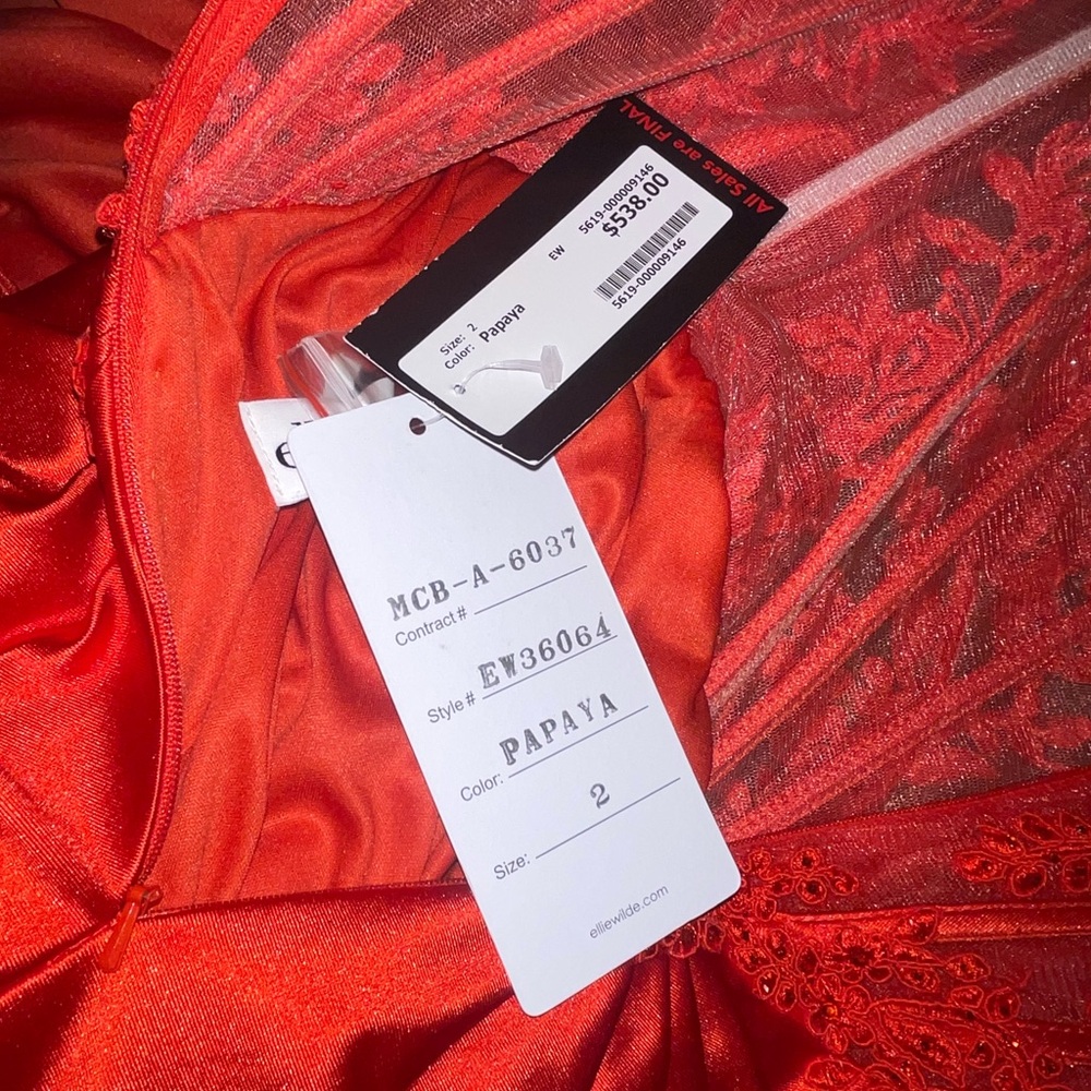 Ellie Wilde Papaya EW36064 pageant /prom dress 2 NWT - Picture 4 of 6